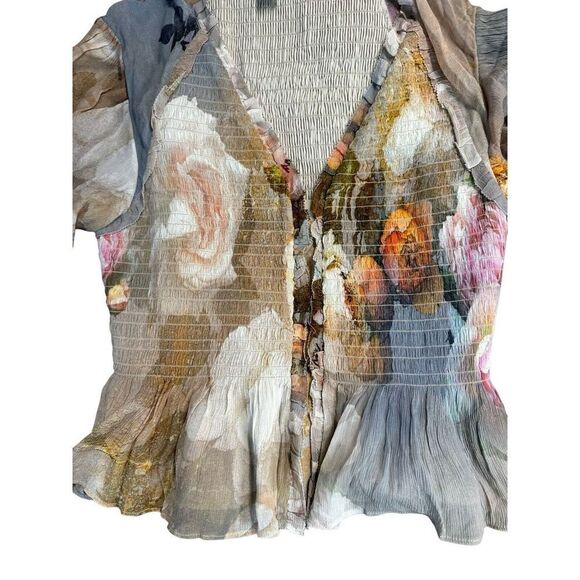 AllSaints blue Maya Rosalia Blouse Floral sz 8 - Picture 8 of 15